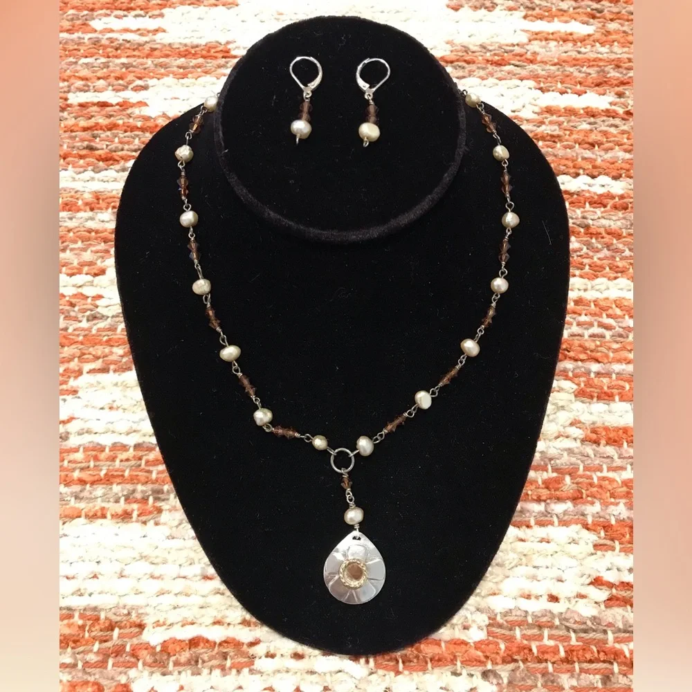 Vintage Sterling Silver Patricia O Beaded Necklace and Earrings Set - Picture 2 of 10